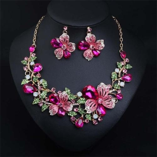 奢华欧美花卉咖喱项链耳环 新娘时尚套装珠宝新风尚